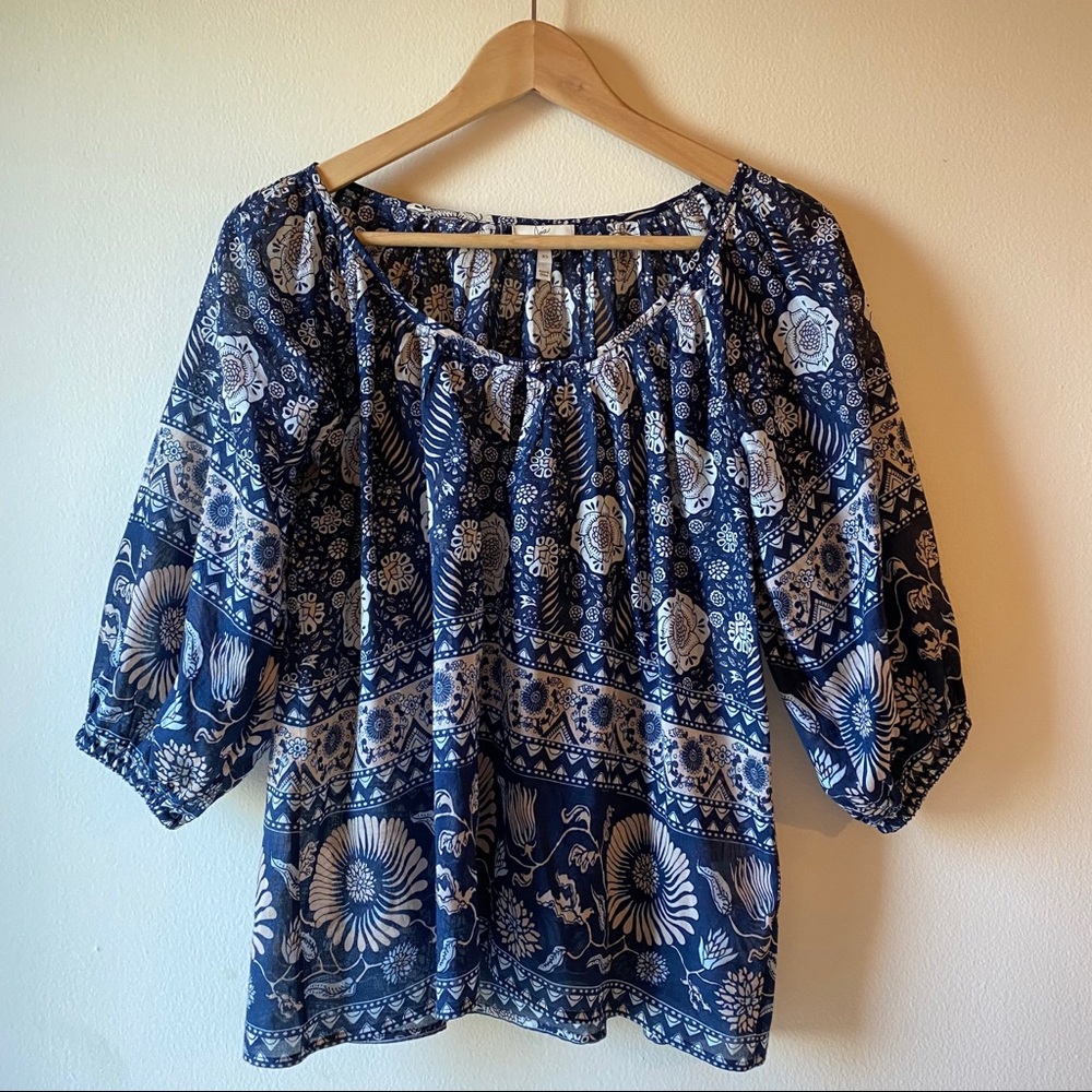 Joie boho floral puff sleeve blouse